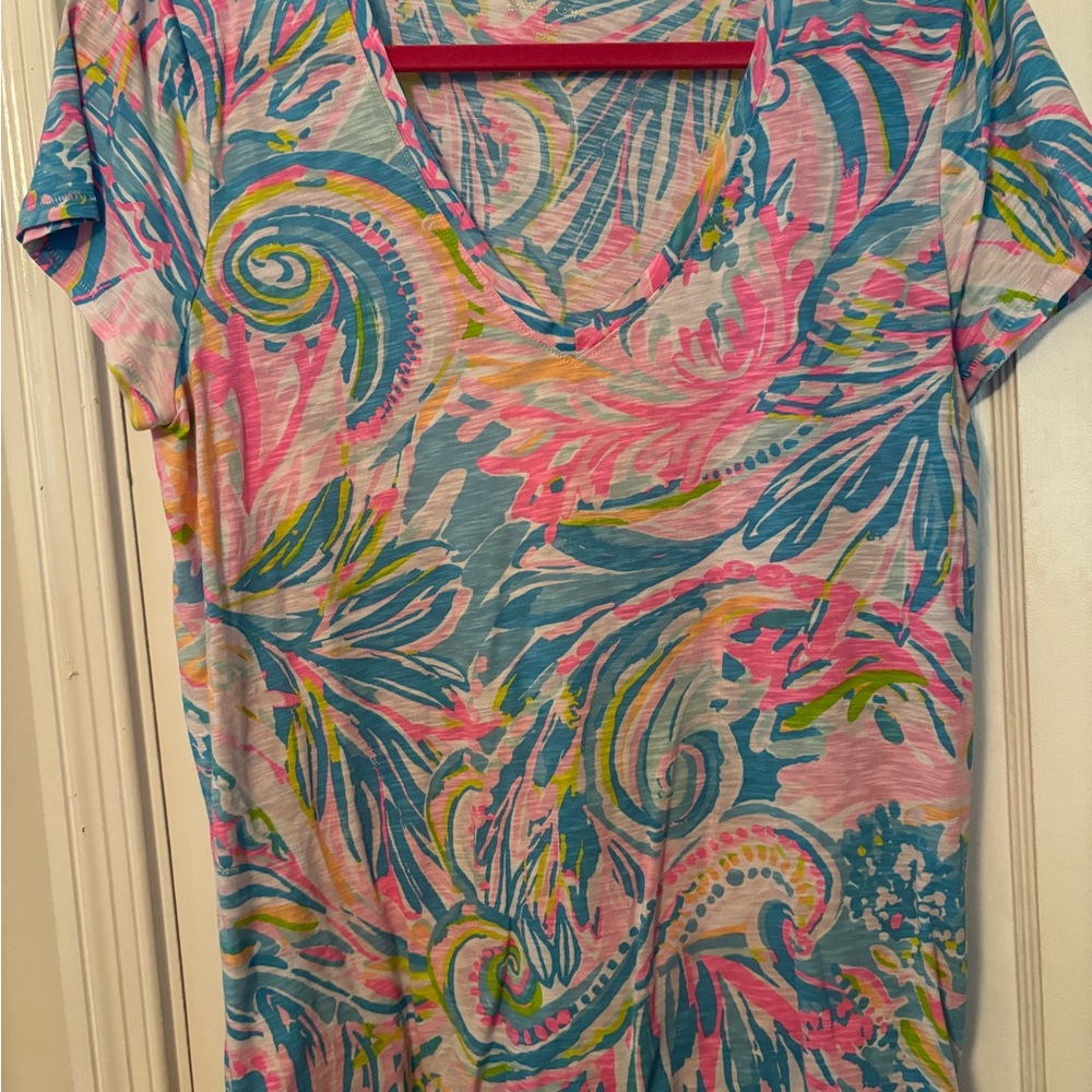Lilly Pulitzer Pink and Yellow Short Sleeve Etta top